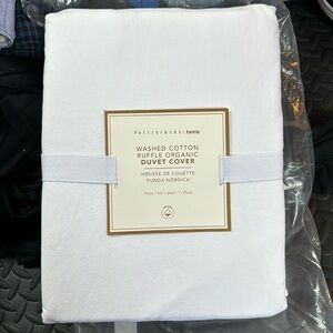 NWT POTTERYBARN TEEN washed cotton ruffle organic DUVET COVER